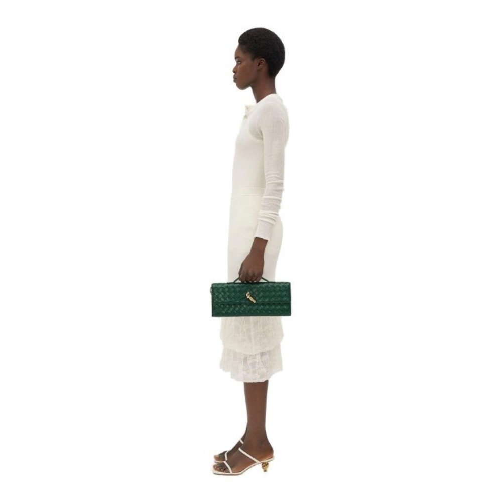 Bottega Veneta Andiamo Small Leather Top-Handle Clutch Bag - NWT - Picture 2 of 5